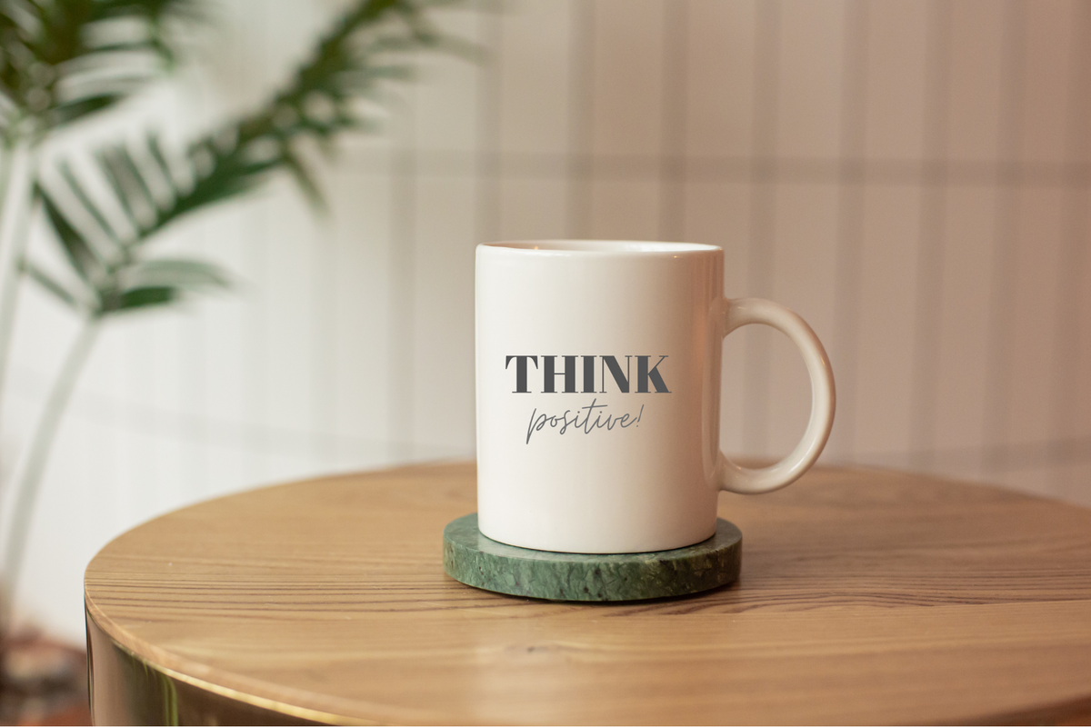 Inspirational breakfast mug with motivational quote for a positive morning routine