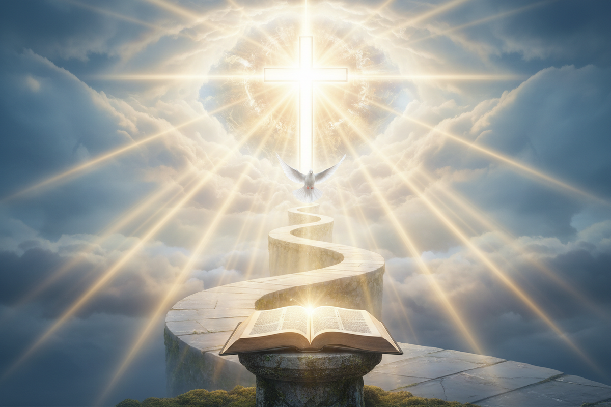Christian praying at sunrise symbolizing walking in God's divine destiny and purpose