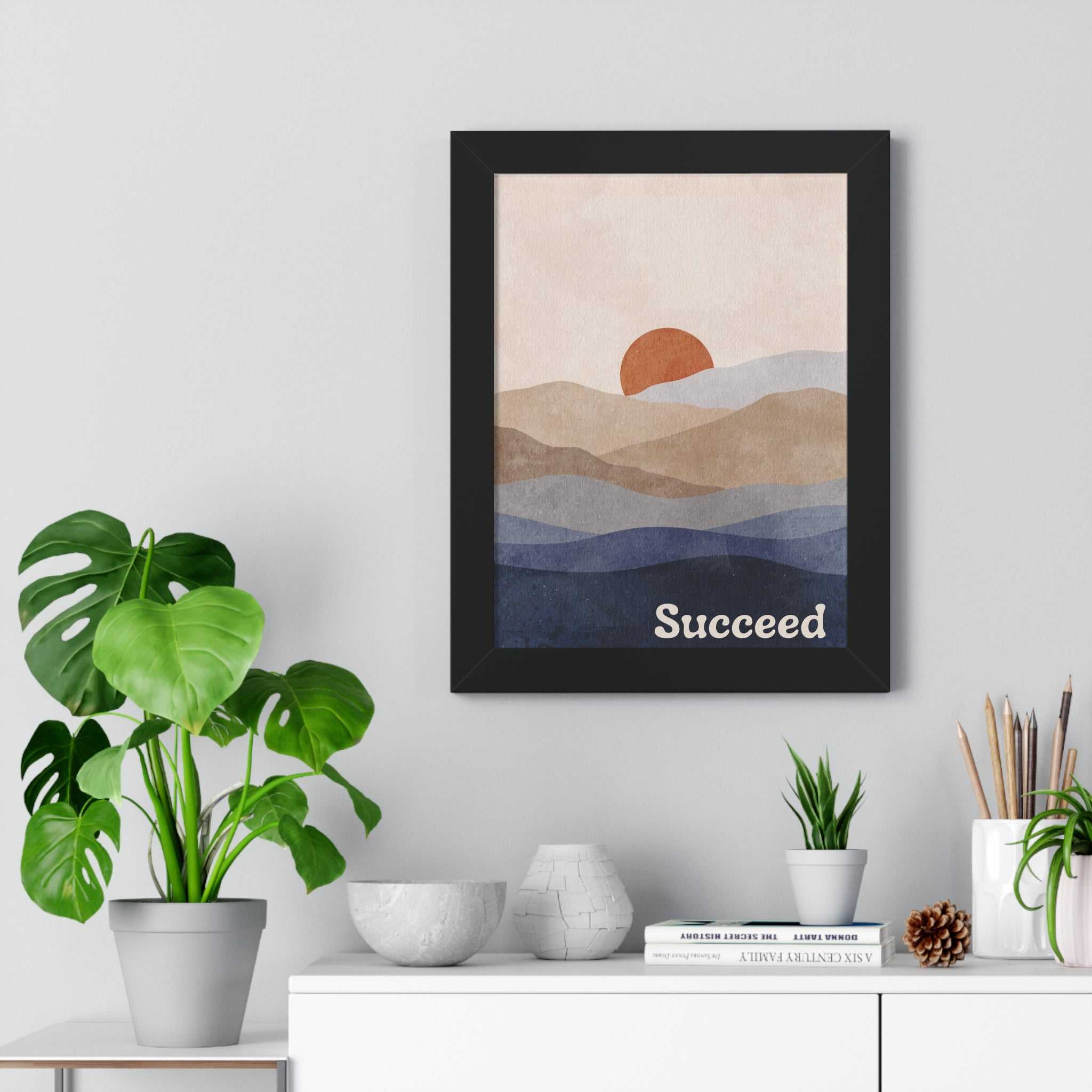 Motivational and faith-inspired posters display