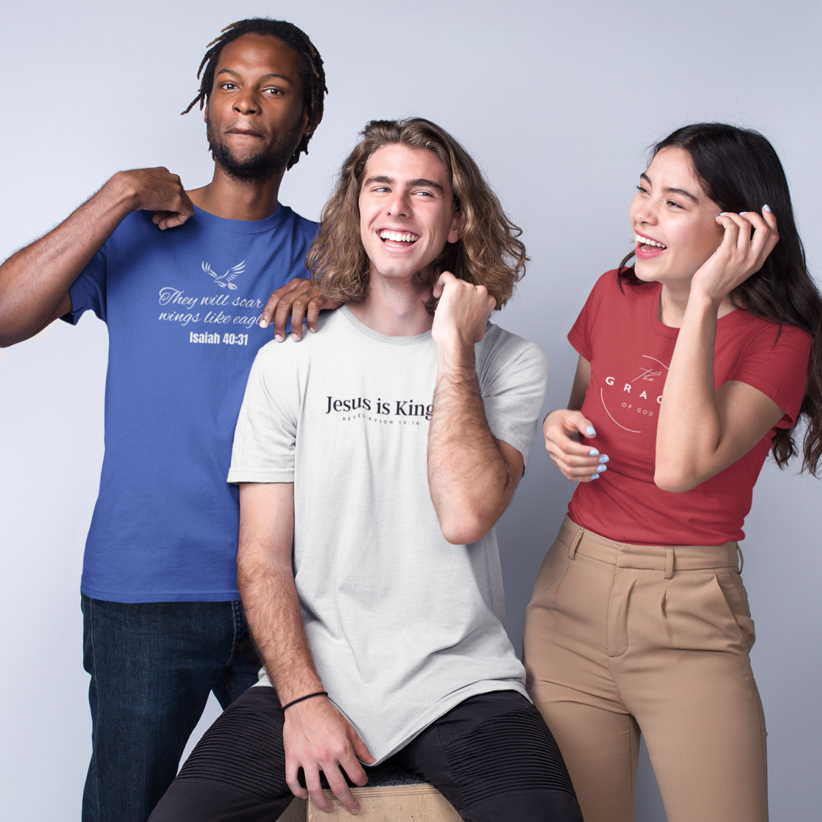 Faith-inspired Christian clothing collection including t-shirts and hoodies