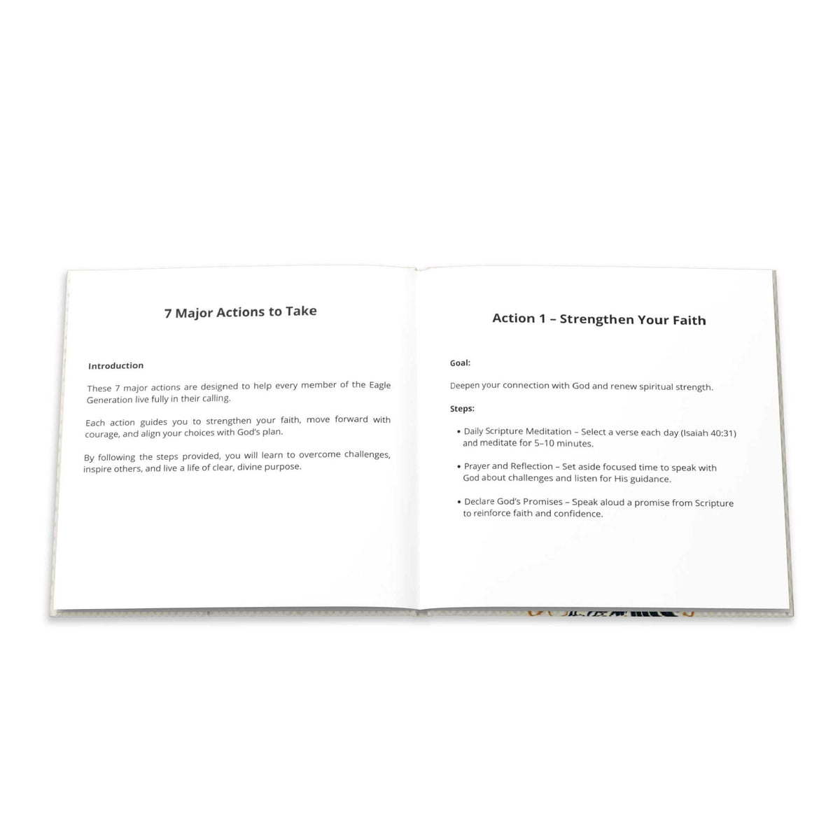 Professional-grade photo book titled The Spiritual Vision of Eagle Generation with glossy and matte finish options, archival-quality pages, and durable hardcover