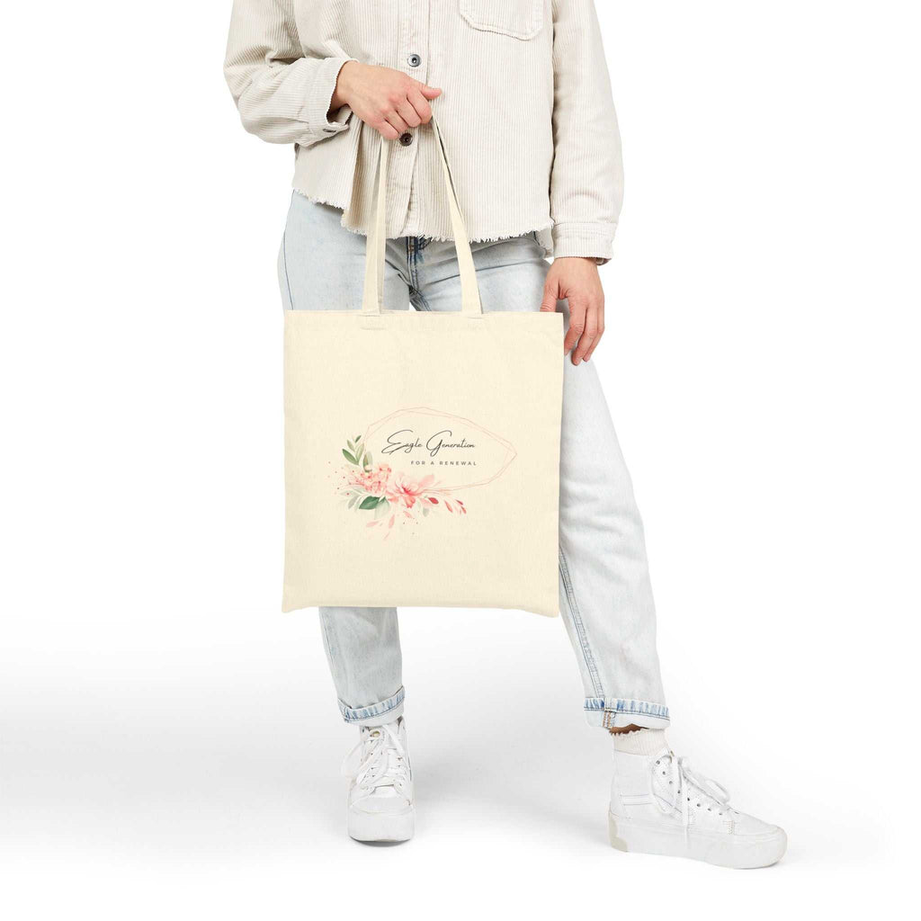 Stylish Eagle Generation Tote Bag made of durable 100% cotton canvas with heavy fabric and sewn-in label