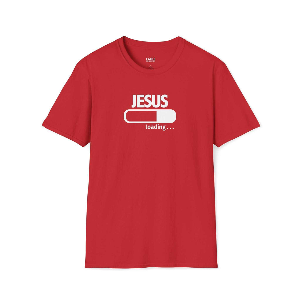 Jesus Loading T-Shirt with faith-inspired design, comfortable 100% cotton classic fit