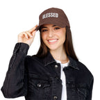 Stylish Blessed Vintage Cap in cotton corduroy with adjustable strap and embroidered eyelets