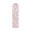 Colorful aluminum bookmark with heart patterns and top slot for holding pages