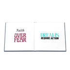Professional-grade photo book with glossy and matte hardcover options showcasing vivid full-color prints.