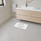 Amazing Grace Floor Mat with green leaf wreath design, black trim