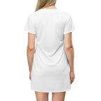 Back view of white Faith Hope T-Shirt Dress on model