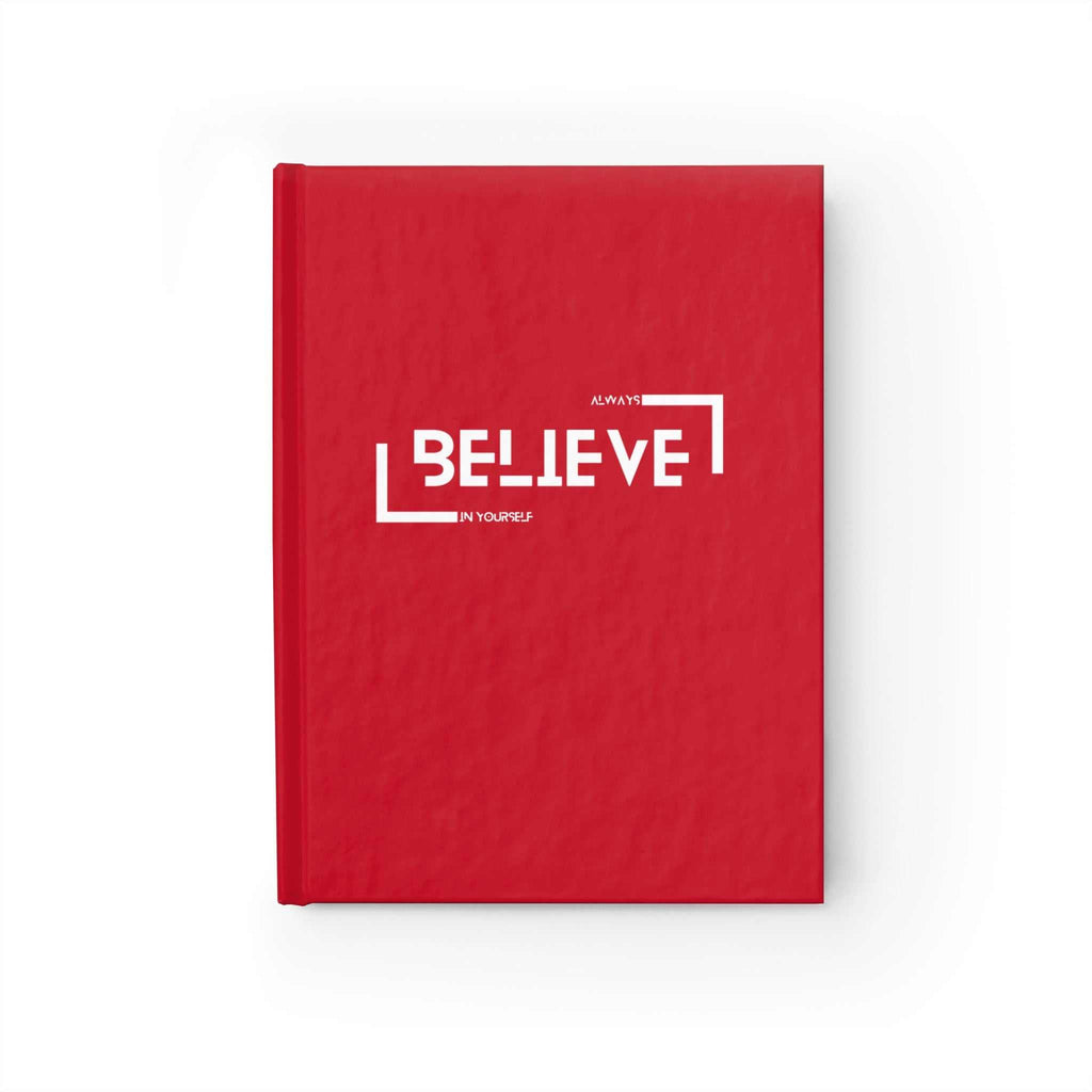 Believe in Yourself Journal hardcover with red wraparound print