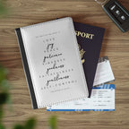Black PU leather Bible verse passport cover with inner pockets and RFID blocking
