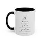 Bible quote mug with black handle and interior featuring Galatians 5:22
