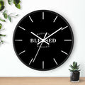 Black Blessed Wall Clock with white hands and markers