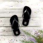 Black Happy Mind Flip Flops with cushioned footbed