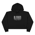 Black Inspirational Crop Hoodie with "Blessed always & forever" text