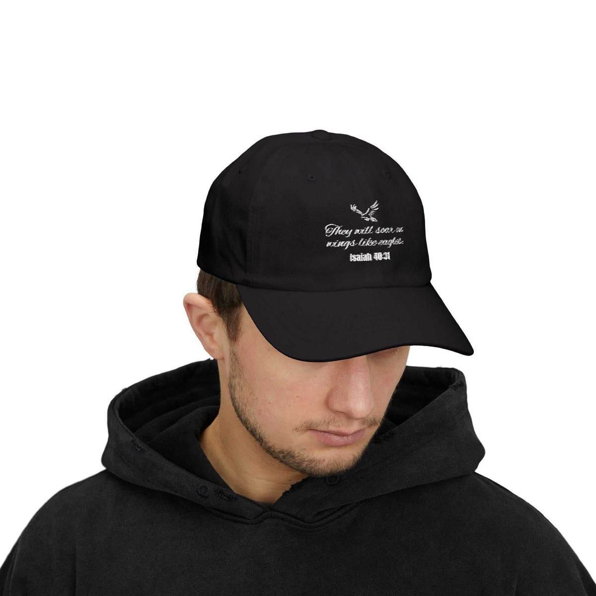 Black Isaiah 40:31 Cap with embroidered scripture