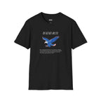 Black Isaiah 40:31 T-shirt with blue eagle graphic and faith quote, 100% cotton, classic fit