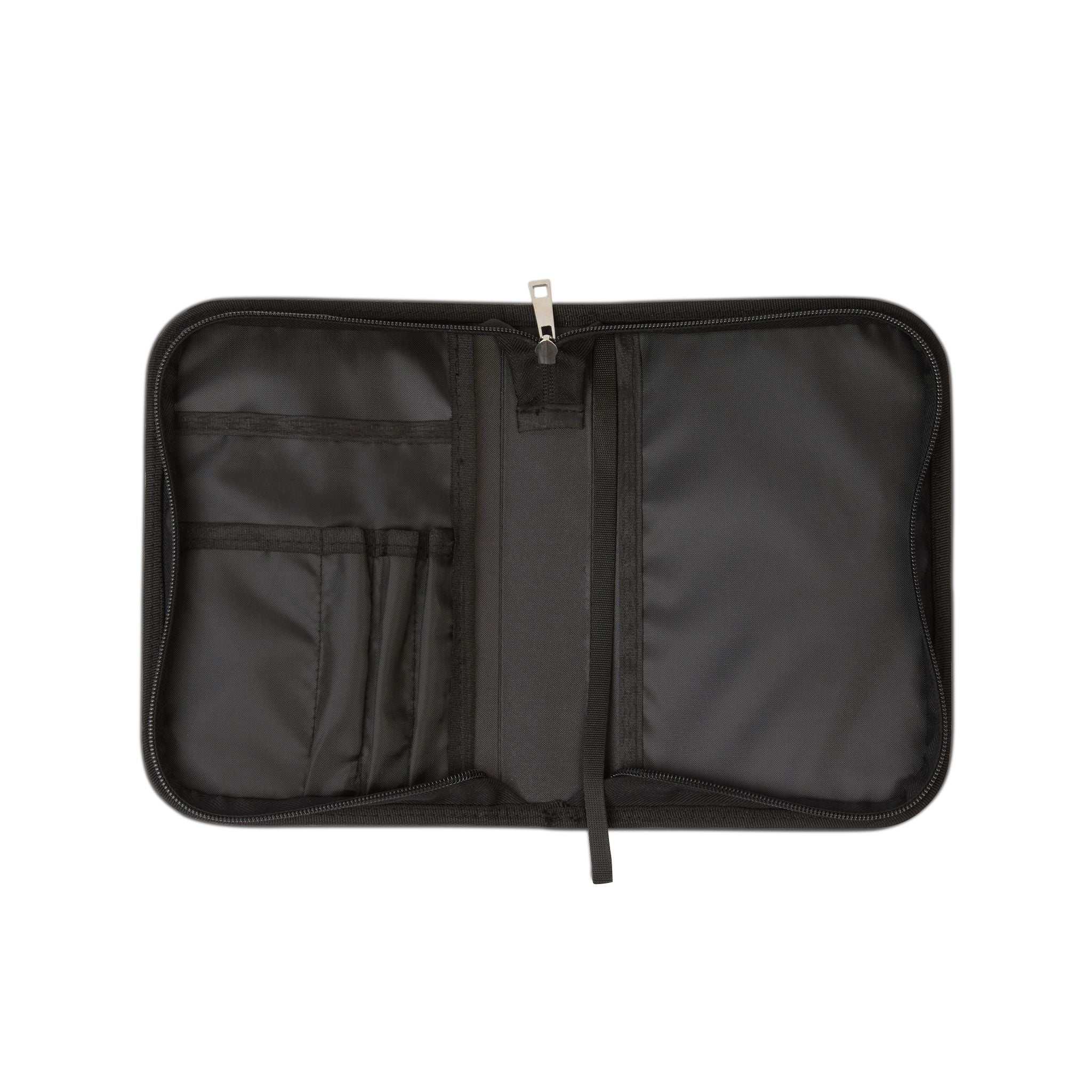 Black Jesus Bible cover with multiple compartments and zipper