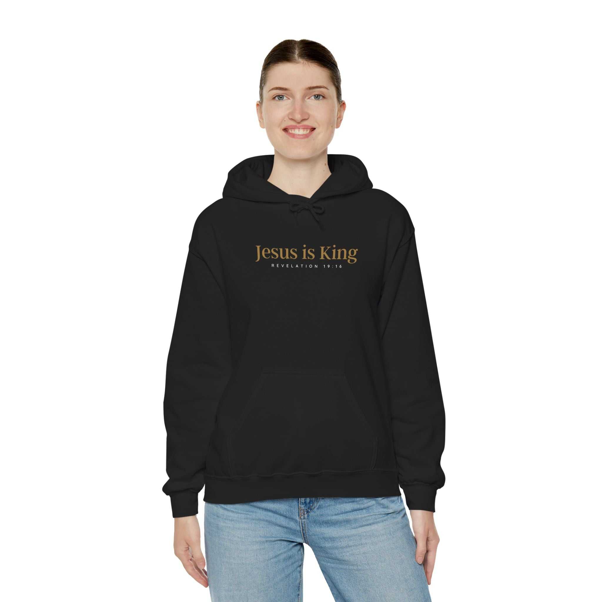 Black Jesus Is King Hoodie with gold embroidery