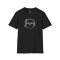 Black Jesus Nation t-shirt with white faith-inspired graphic, 100% cotton, classic fit, comfortable and durable