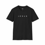 Black Jesus T-shirt with classic fit and bold faith message in white letters