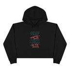 Black Pray More Crop Hoodie