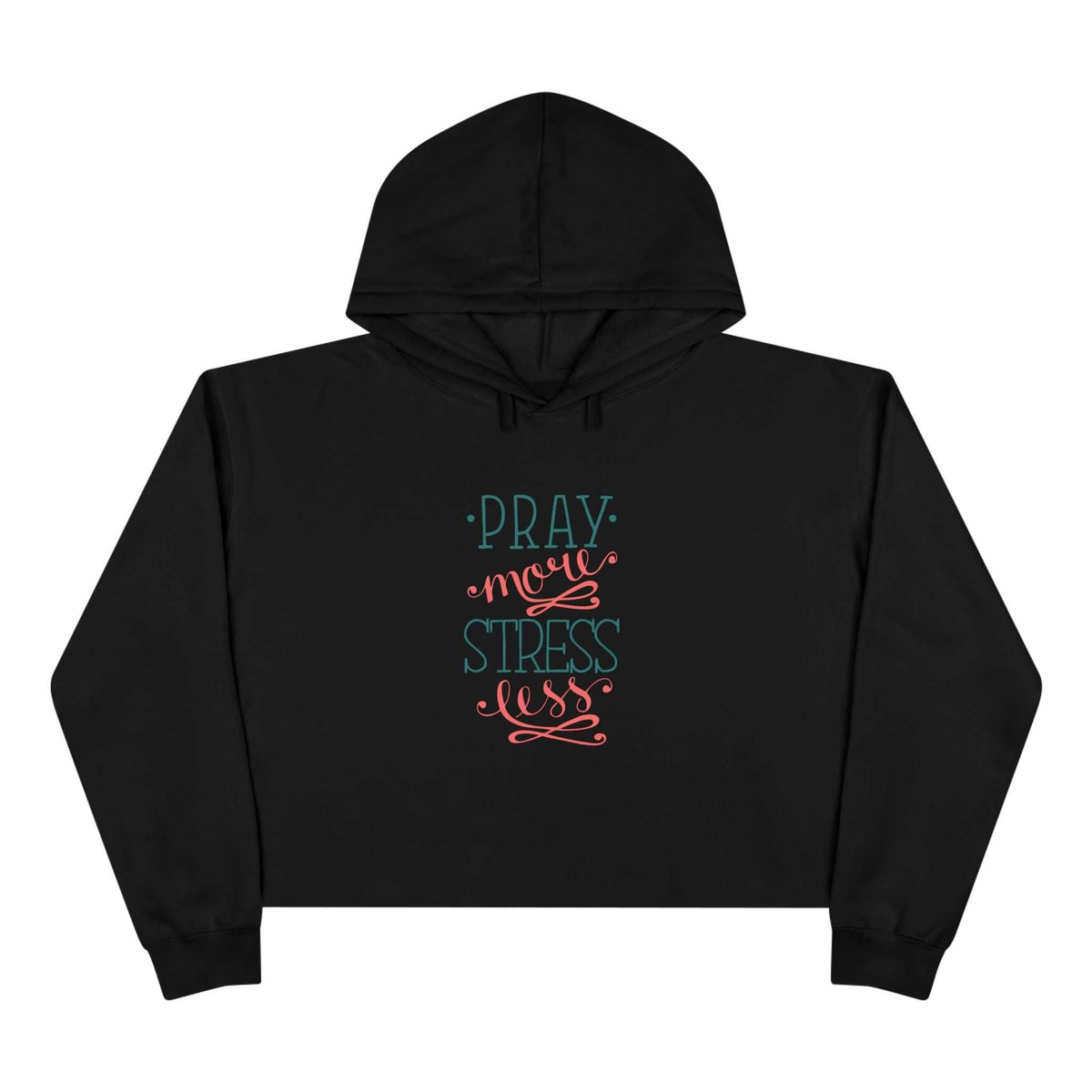 Black Pray More Crop Hoodie