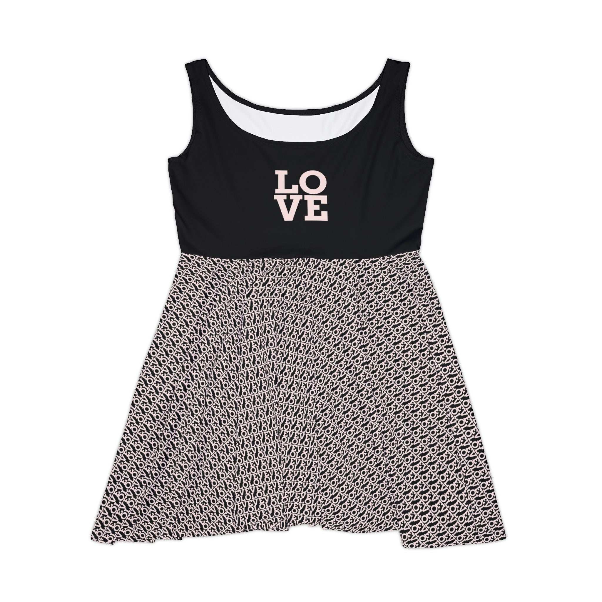 Black and white Love Skater Dress with sleeveless top