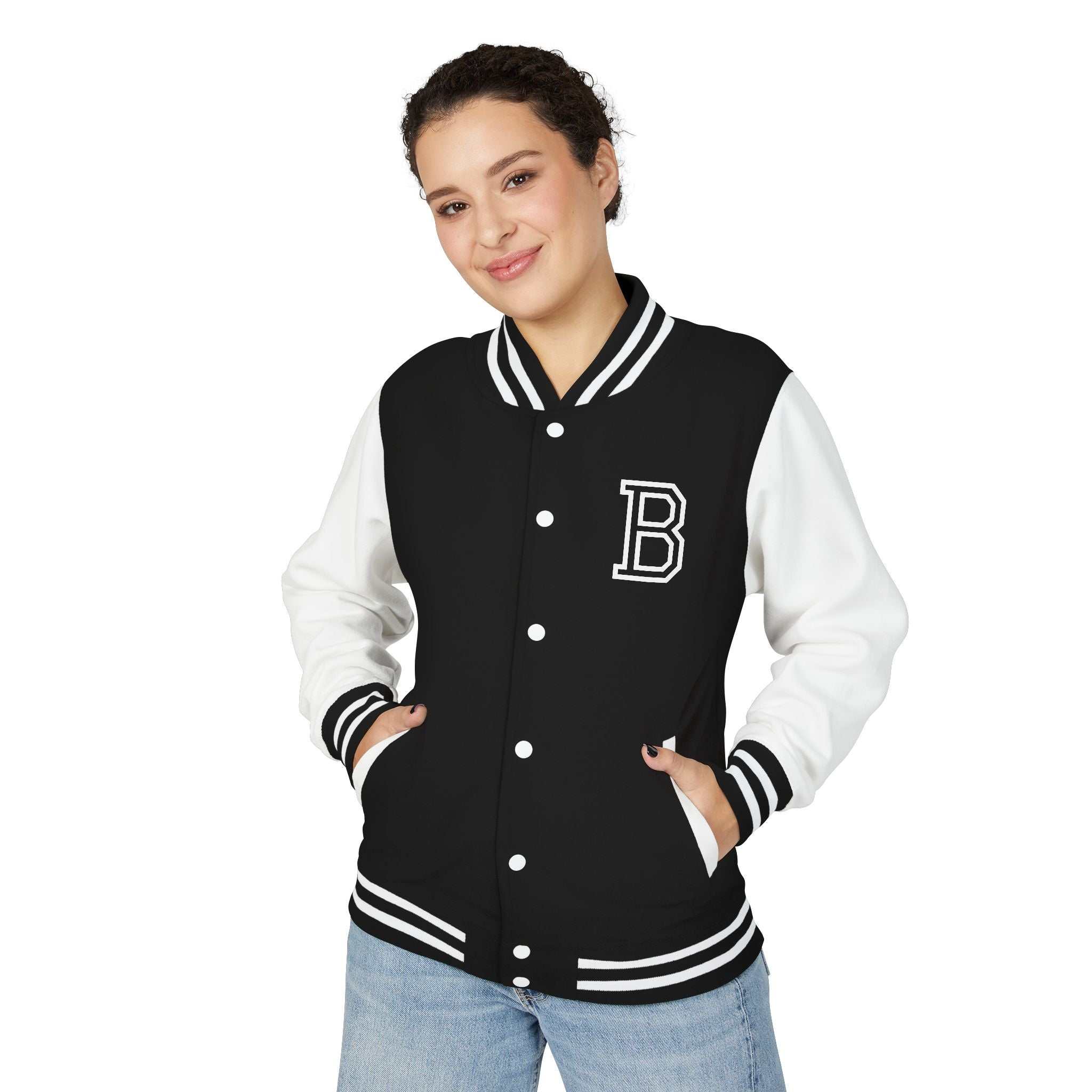 Black and white Blessed Baseball Jacket with cozy fit and inspirational design
