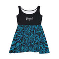 Blessed Skater Dress with black sleeveless top and blue patterned