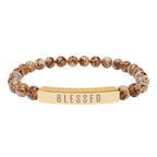 Elegant blessed stretch bar bracelet made of surgical grade stainless steel