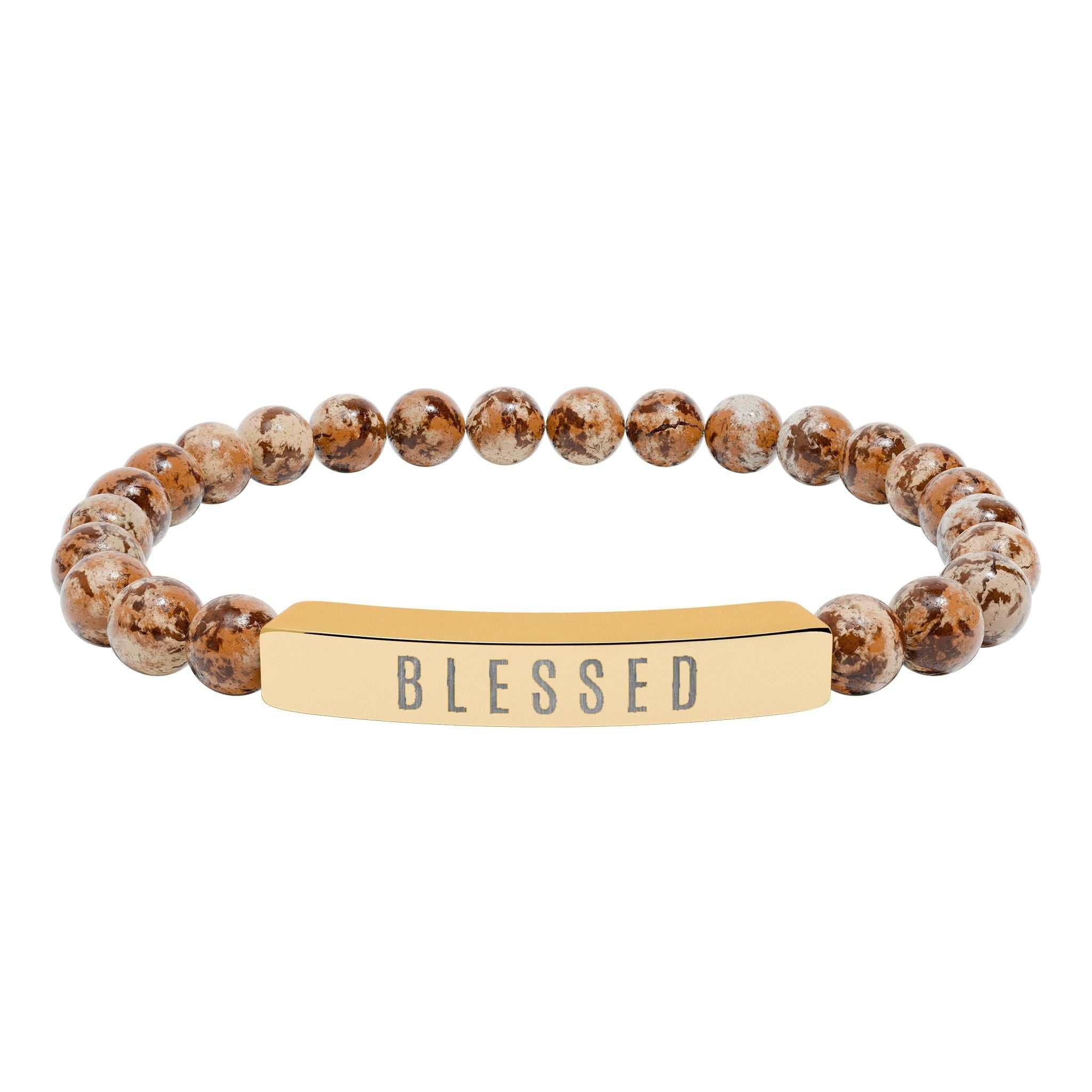 Elegant blessed stretch bar bracelet made of surgical grade stainless steel