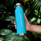 Blue Believe in God insulated stainless steel bottle
