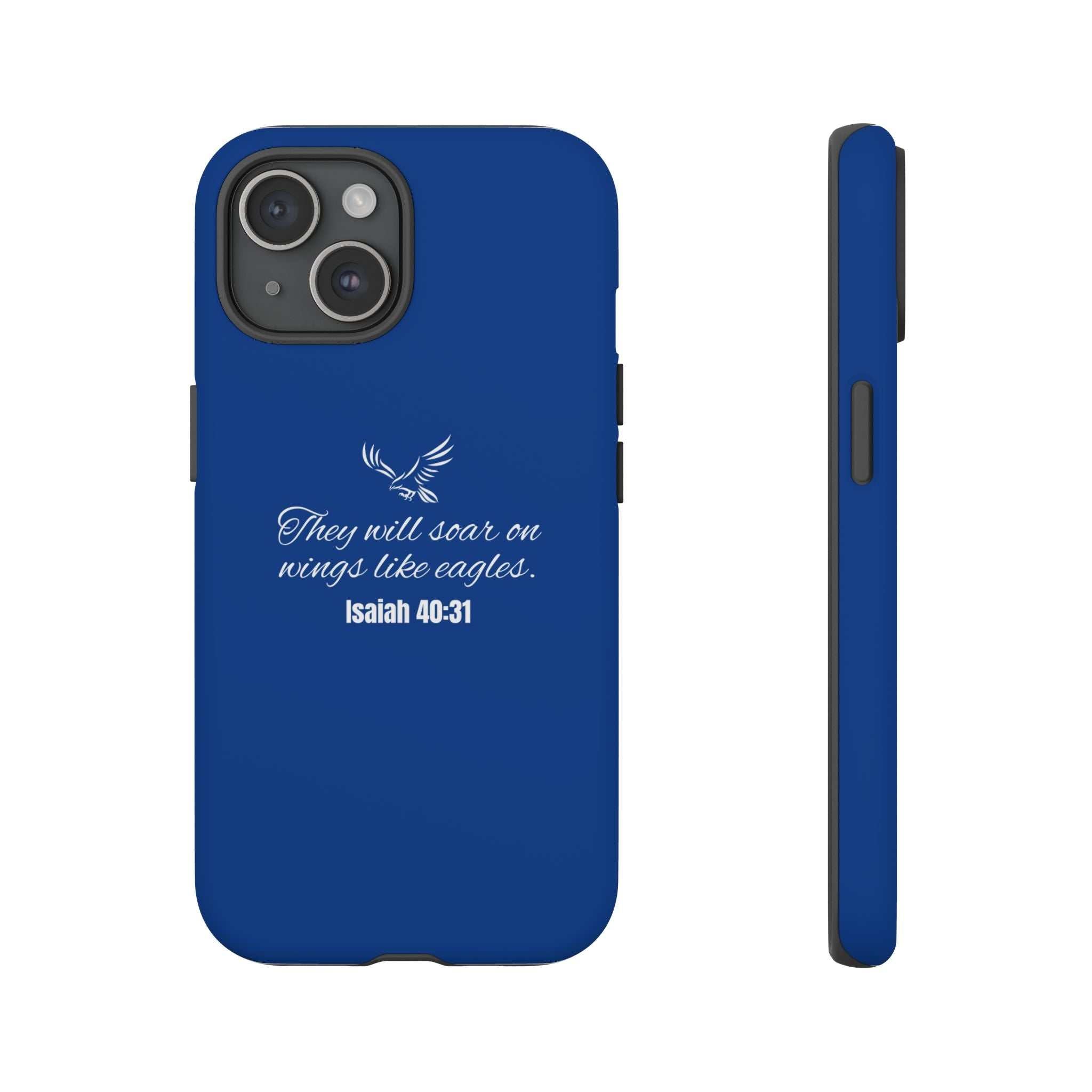 Blue Eagle Strength phone case with inspirational quote and durable dual-layer protection