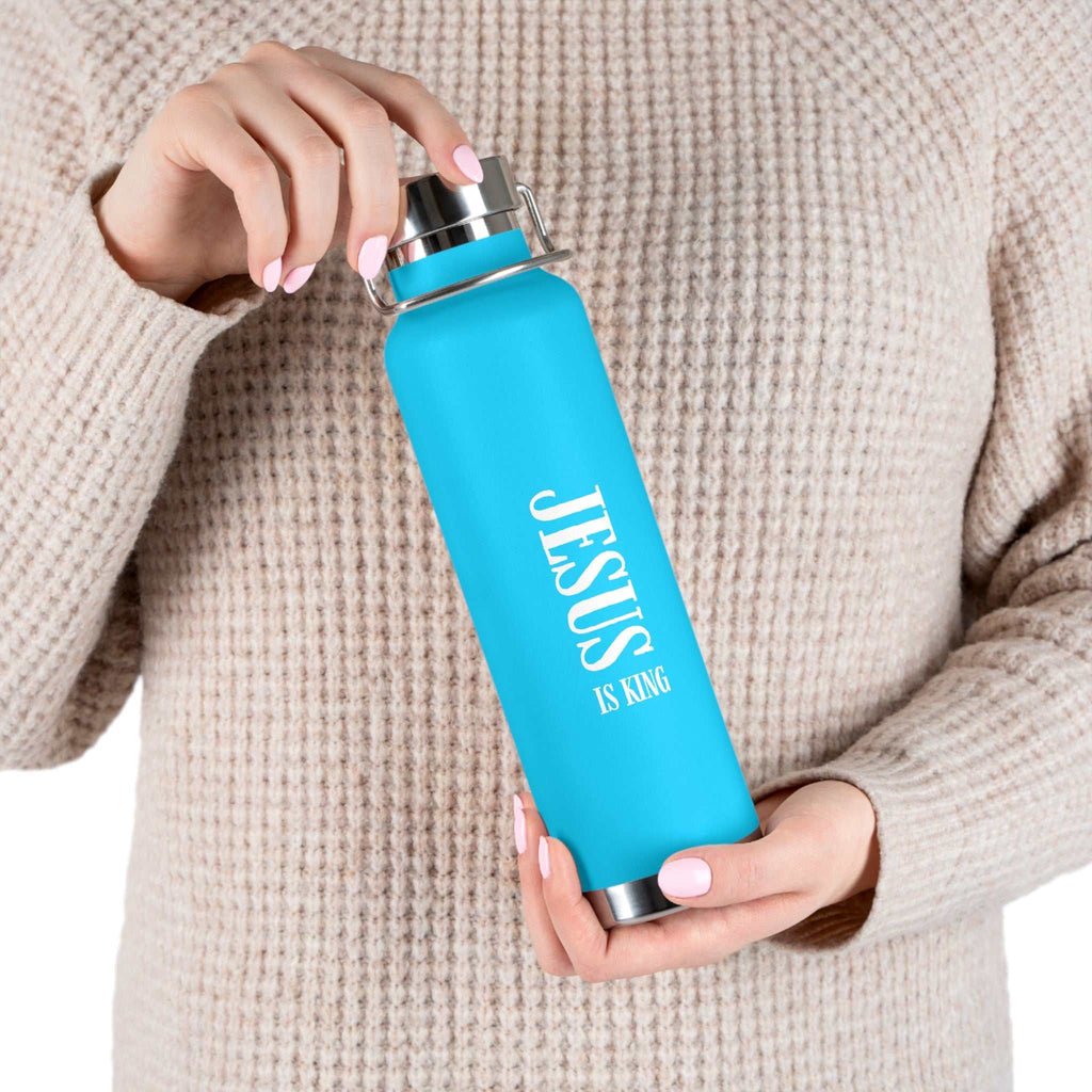 Blue Jesus Is King stainless steel insulated bottle