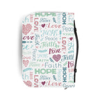 Christian Bible Cover with inspirational words and hearts design
