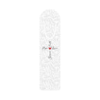 Christian Bookmark with white swirling background and cross design