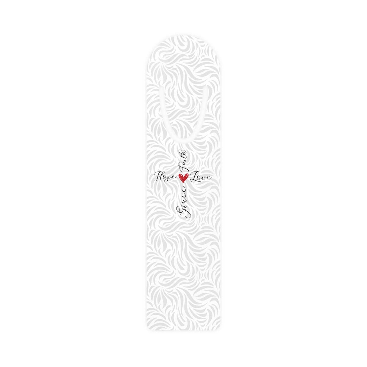 Christian Bookmark with white swirling background and cross design
