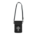 Christian Cell Phone Wallet in faux leather with adjustable strap and card slots