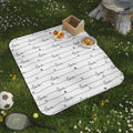 Christian picnic blanket with love script design