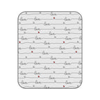 Christian picnic blanket with love text and hearts