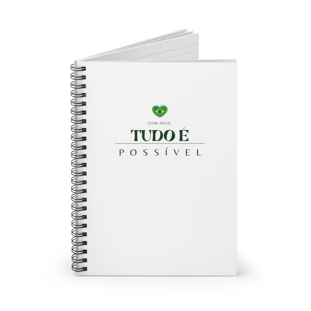 Com Deus Tudo é Possível spiral notebook with inspirational cover and ruled pages