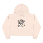Cream Faith Hope Love crop hoodie with butterflies