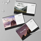 Desktop Calendar 2026 with spiral binding, inspirational photos