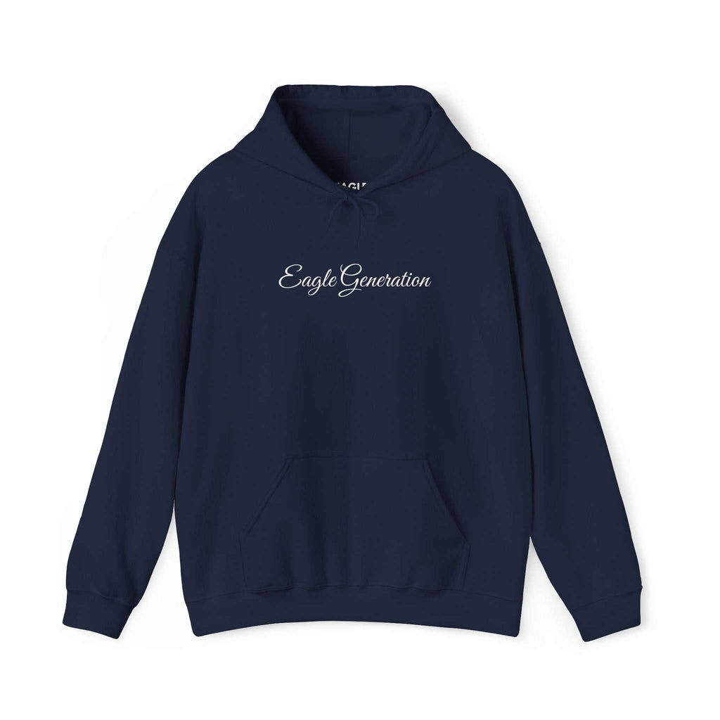 Unisex Eagle Generation Hoodie in cotton-polyester blend with kangaroo pocket and color-matched drawstring hood