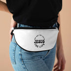 Black Bible Quote Fanny Pack with one-sided print and inside divider for hands-free carrying
