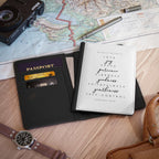 Black PU leather Bible verse passport cover with inner pockets and RFID blocking, fits most passports