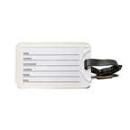 Durable acrylic luggage tag with glossy finish and adjustable leather strap for personal info card