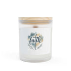 Faith Glass Candle in frosted glass with wooden lid
