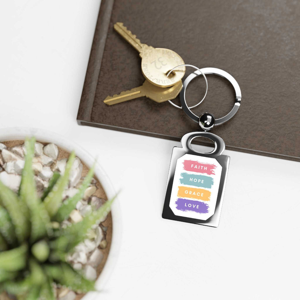 Faith & Love Keyring with colorful words Faith Hope Grace Love