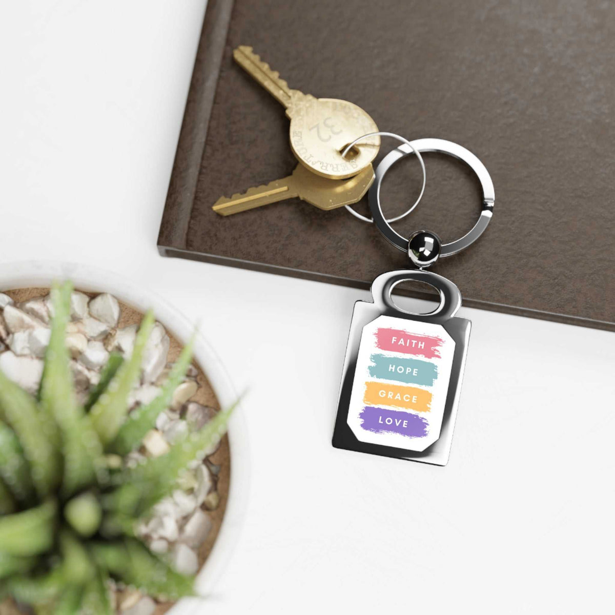 Faith & Love Keyring with colorful words Faith Hope Grace Love